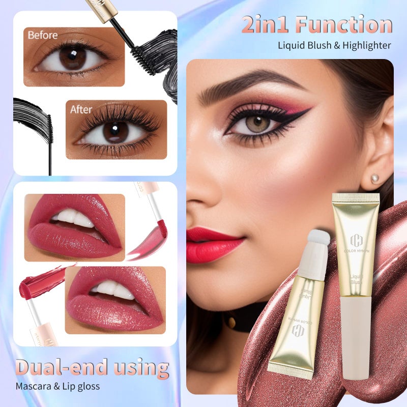 Color Nymph Teen Girls Makeup Kits, All In One Make up kit For Girls Makeup For Teen with Sequin Bag Packed Individually 9 Colors Eyeshadow Liquid Blush Lip gloss Mascara -Orange Green - Image 3